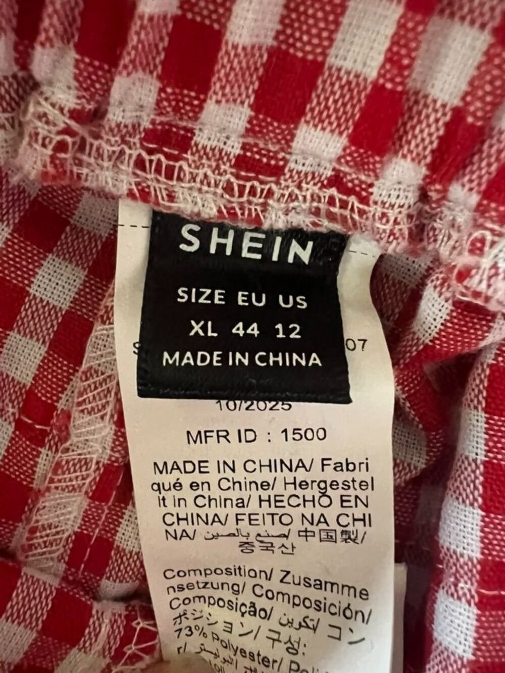 SHEIN Womens XL Red Gingham Ruffle Shorts Elastic Waist Bow Summer - Picture 3 of 4